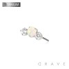 IMPLANT GRADE TITANIUM THREADLESS PUSH IN OPAL WITH TWO ROUND CZ TOP PART